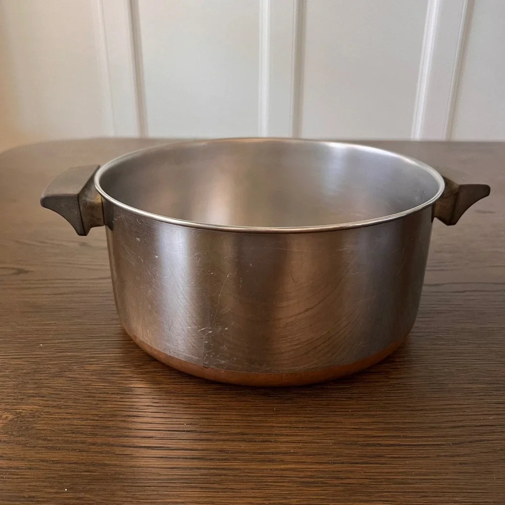 Revere Ware 4 1/2 Qt Stock Pot Copper Clad Bottom Stainless Steel Clinton IL USA